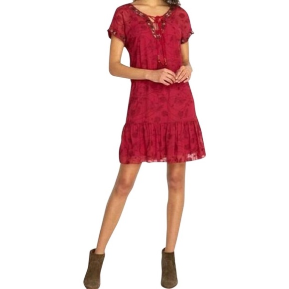 Johnny Was Dresses & Skirts - JOHNNY WAS | Jade Jac Lace Up Mini Tunic Dress XS